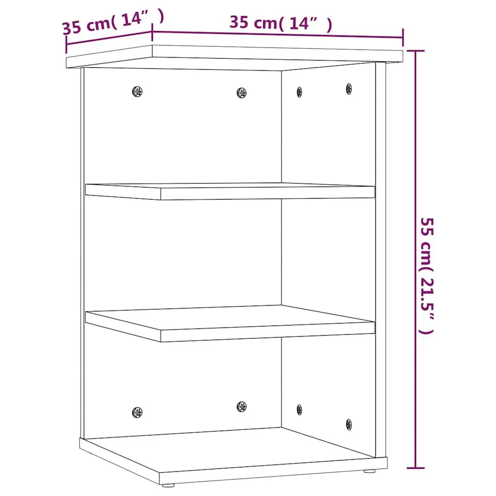 Side Cabinet with Shelves Storage Furniture Living Room Unit 35W x 35D x 55H cm Grey