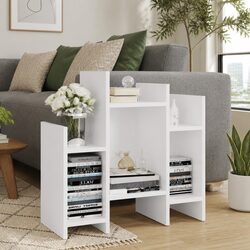 Engineered Wood White Side Cabinet with 6 Shelves