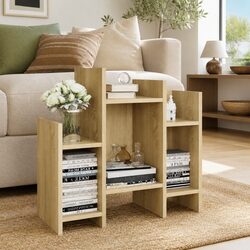 6-Shelf Brown Storage Buffet Side Cabinet Furniture