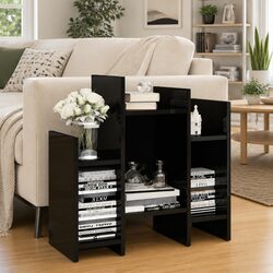 High Gloss Black Storage Shelving Unit Dimensions: 60x26x60 cm