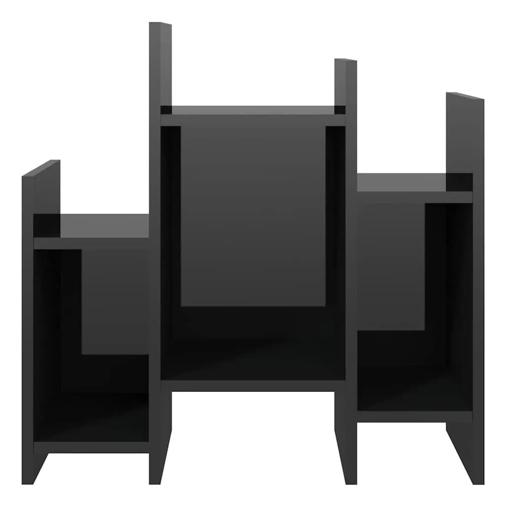 Side Cabinet Storage Shelving Unit High Gloss Black 60cm