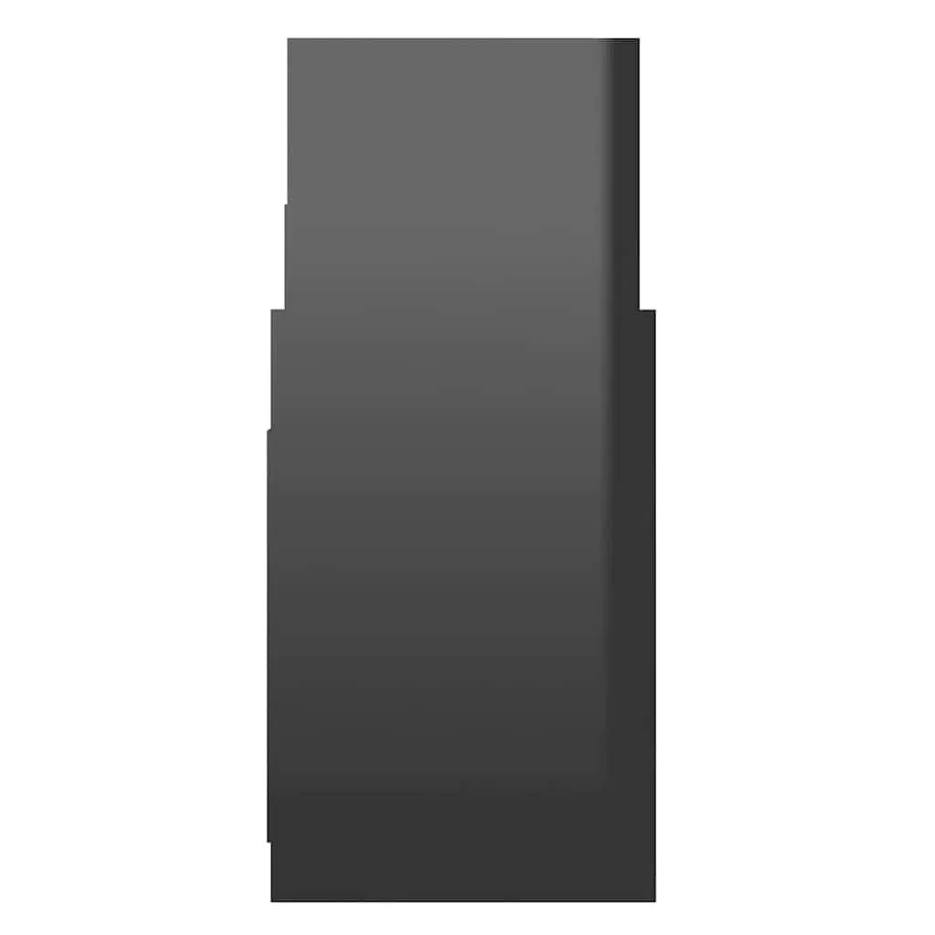 Side Cabinet Storage Shelving Unit High Gloss Black 60cm