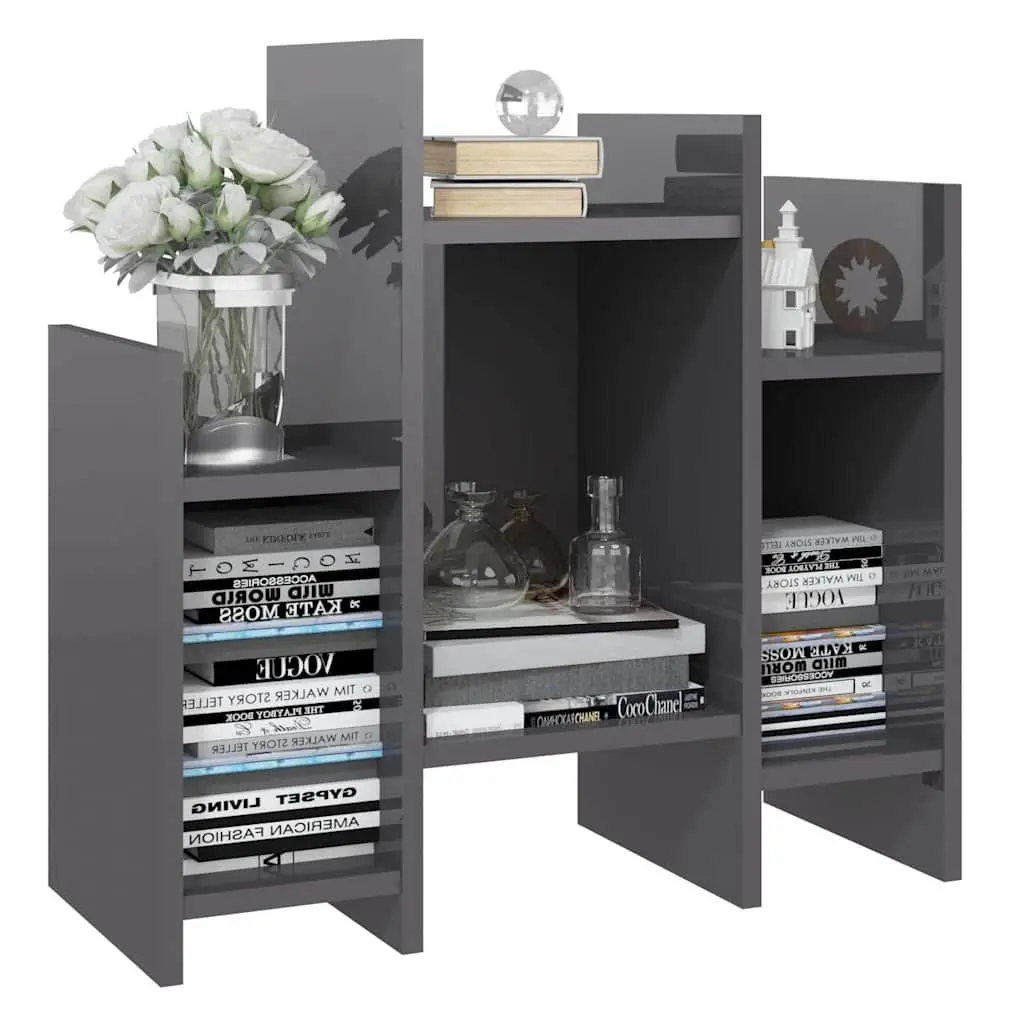 Side Cabinet Storage Unit Easy Clean 6 Shelves Grey