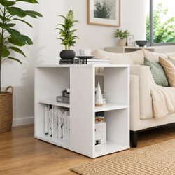 Engineered Wood White Side Cabinet Storage Unit 60x30x50cm