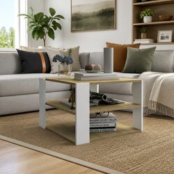 Coffee Table with Storage Shelf, Engineered Wood, 60x60x40cm