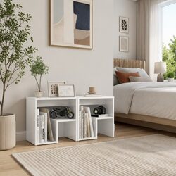 Engineered Wood Bedside Tables - 2 Piece Set in White