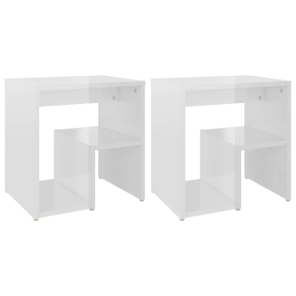 Bedside Tables High Gloss Storage Shelf 40 x 30 x 40 cm White 2 pcs