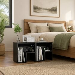 Engineered Wood Nightstands 2 pc Set High Gloss Grey 40x30x40 cm