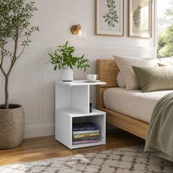 Open Compartment Bedside Cabinet in White