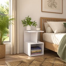 White Bedside Cabinets Set of 2, 35x35x55 cm Storage Solution