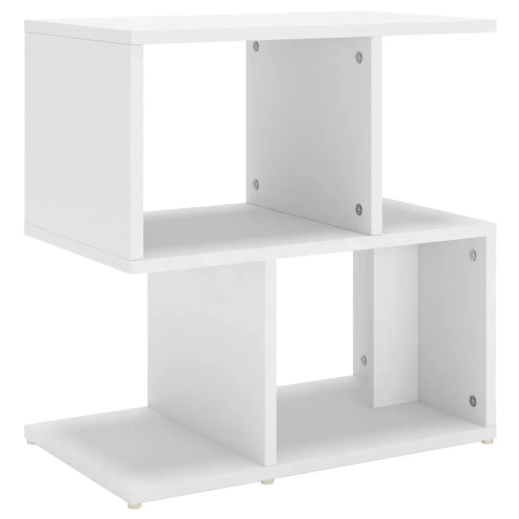 Bedside Cabinet Open Compartments Storage Engineered Wood 50W x 30D x 51.5H cm White