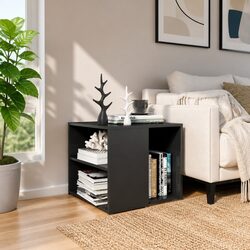 Grey Side Table 50x50x45 cm with 3 Shelves