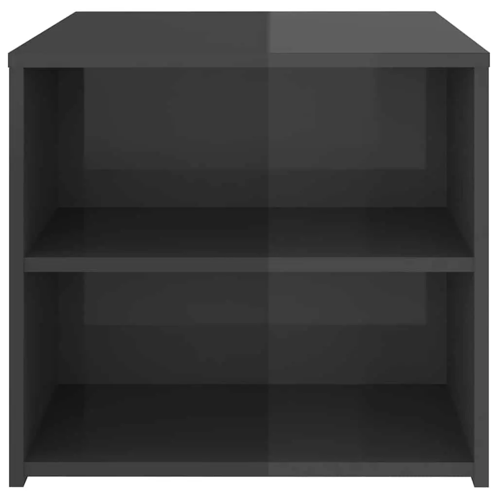 Side Table High Gloss 50x50x45 cm Grey 3 Shelf Storage