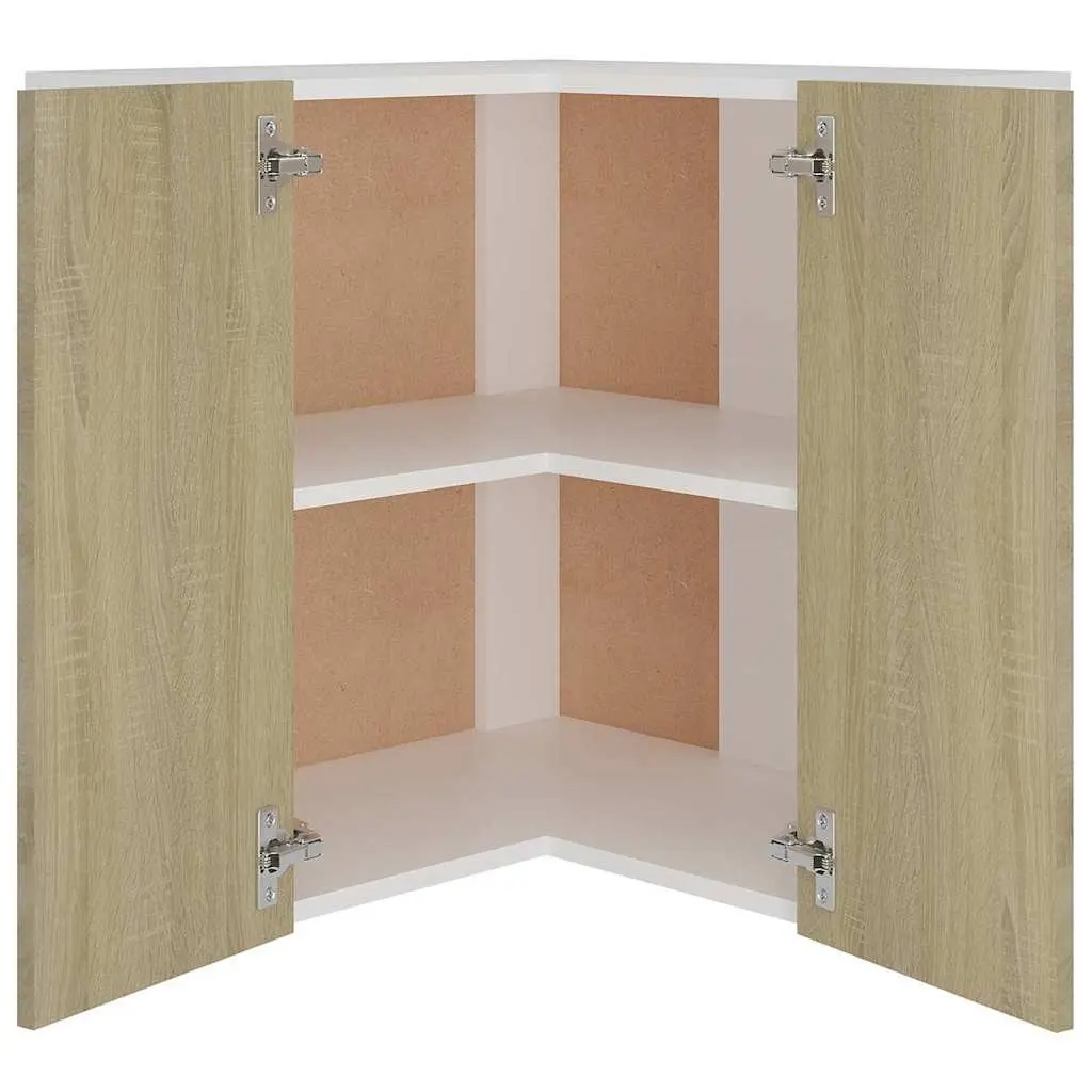 Corner Kitchen Cabinet Storage Brown Two Shelves 57x57x60cm
