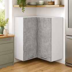 Hanging Corner Kitchen Cabinet Grey Wall-Mounted Storage Unit