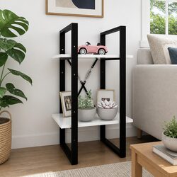 2-Tier Book Cabinet in White with Engineered Wood