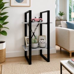 2-Tier Book Cabinet Grey Shelving Unit 40x30x70cm