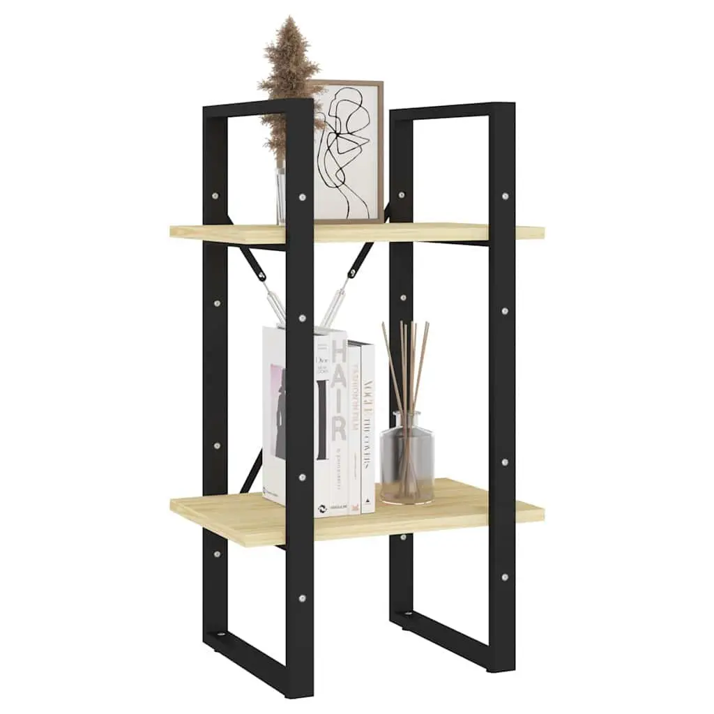 2-Tier Bookcase Solid Construction Brown Industrial Style 40 x 30 x 70 cm