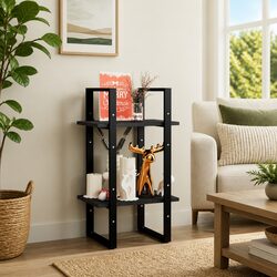 2-Tier Black Shelving Unit for Books and Decor
