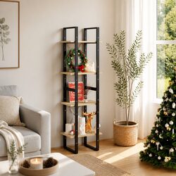 4-Tier Bookshelf Storage Unit in Solid Pine Wood
