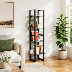 4-Tier Book Cabinet Grey - Durable Pine Wood Shelving Unit