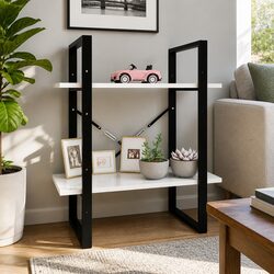 2-Tier Book Cabinet White Storage Shelves 60x30x70cm