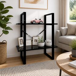 2-Tier Black Engineered Wood Book Cabinet Specifications