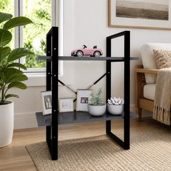 2-Tier Bookshelf in Grey with Engineered Wood