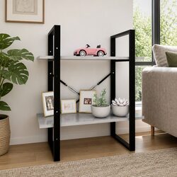 Grey 2-Tier Book Cabinet with Engineered Wood Construction