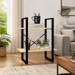 2-Tier Book Cabinet in Solid Pine Wood with Clean Lines