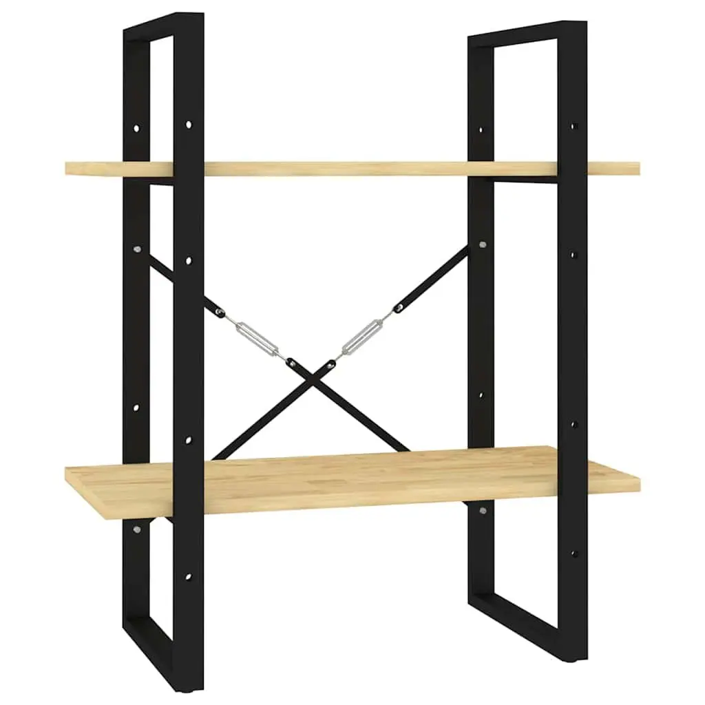 2-Tier Book Cabinet Solid Pine Wood Brown Storage Display 60 cm Width 30 cm Depth 70 cm Height