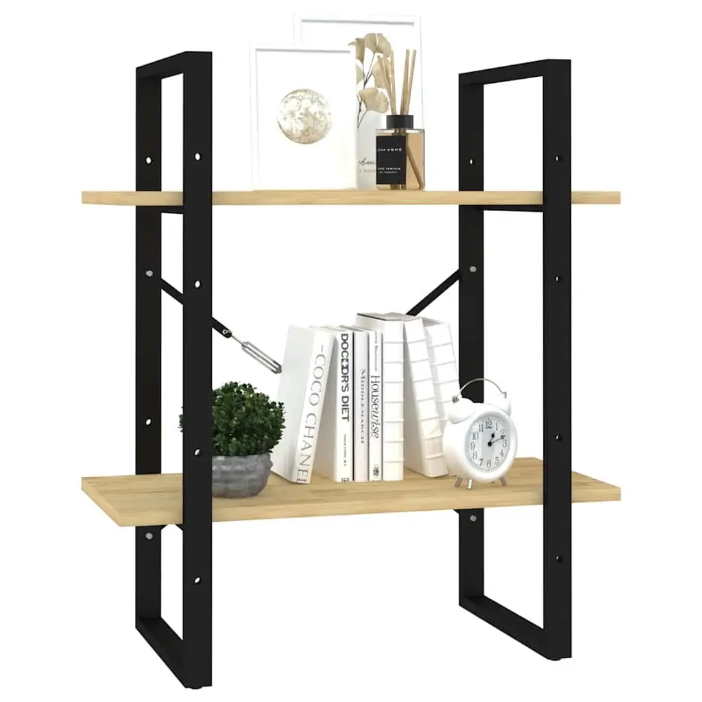 2-Tier Book Cabinet Solid Pine Wood Brown Storage Display 60 cm Width 30 cm Depth 70 cm Height