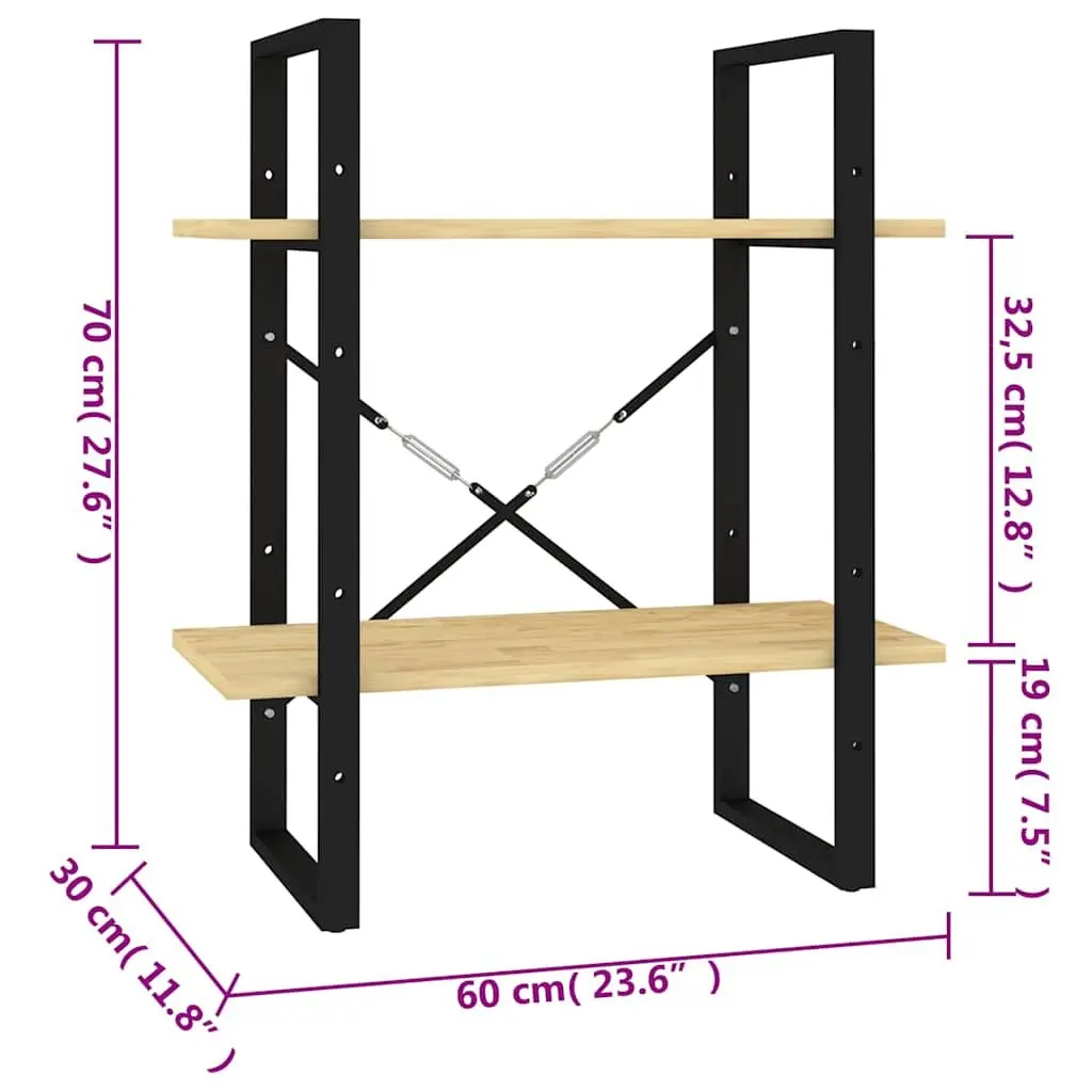 2-Tier Book Cabinet Solid Pine Wood Brown Storage Display 60 cm Width 30 cm Depth 70 cm Height