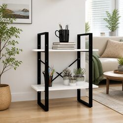 Solid Pine Wood 2-Tier Book Cabinet in White