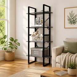 4-Tier Grey Solid Pine Wood Bookshelf Specifications