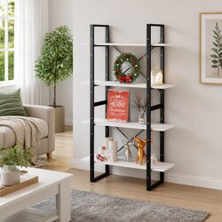 4-Tier White Shelving Unit for Books and Decor