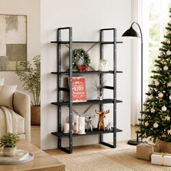 Grey 4-Tier Book Cabinet with Engineered Wood Construction