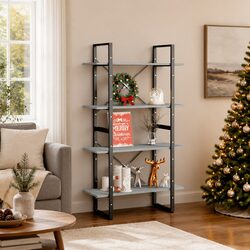 4-Tier Grey Book Cabinet with Engineered Wood