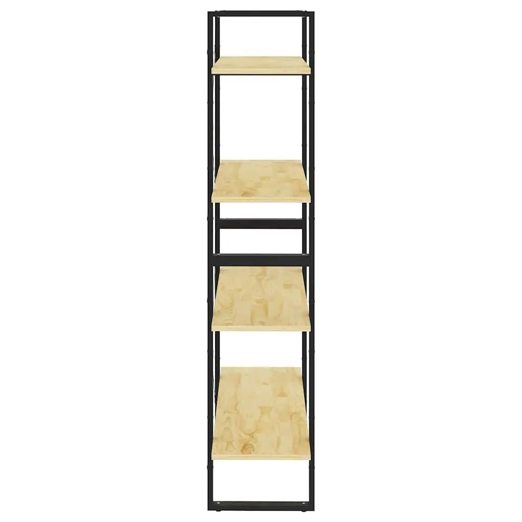 4-Tier Bookshelf Solid Pine Wood Storage Unit 80x30x140 cm Brown