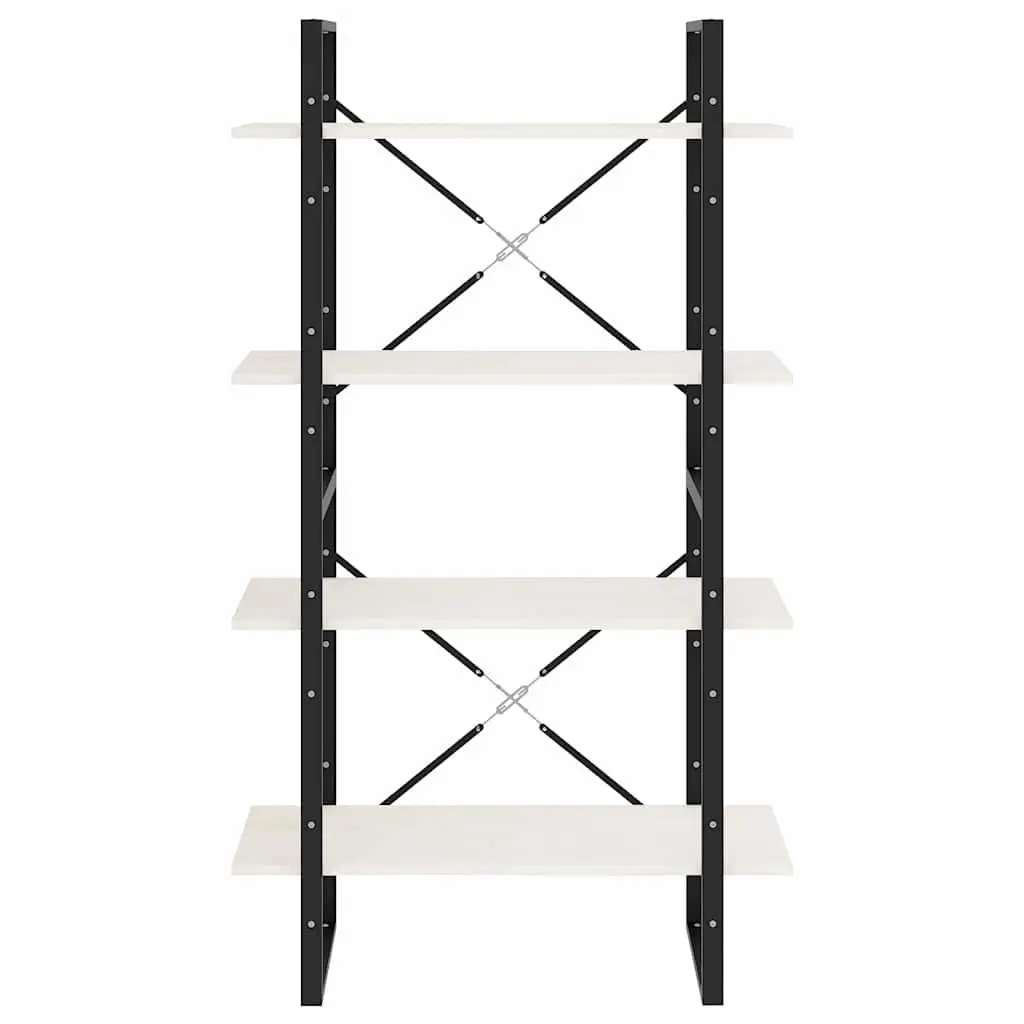 4-Tier Bookshelf Solid Pine Wood Storage Unit White