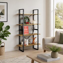 4-Tier Book Cabinet 80x30x140cm Solid Pine Wood