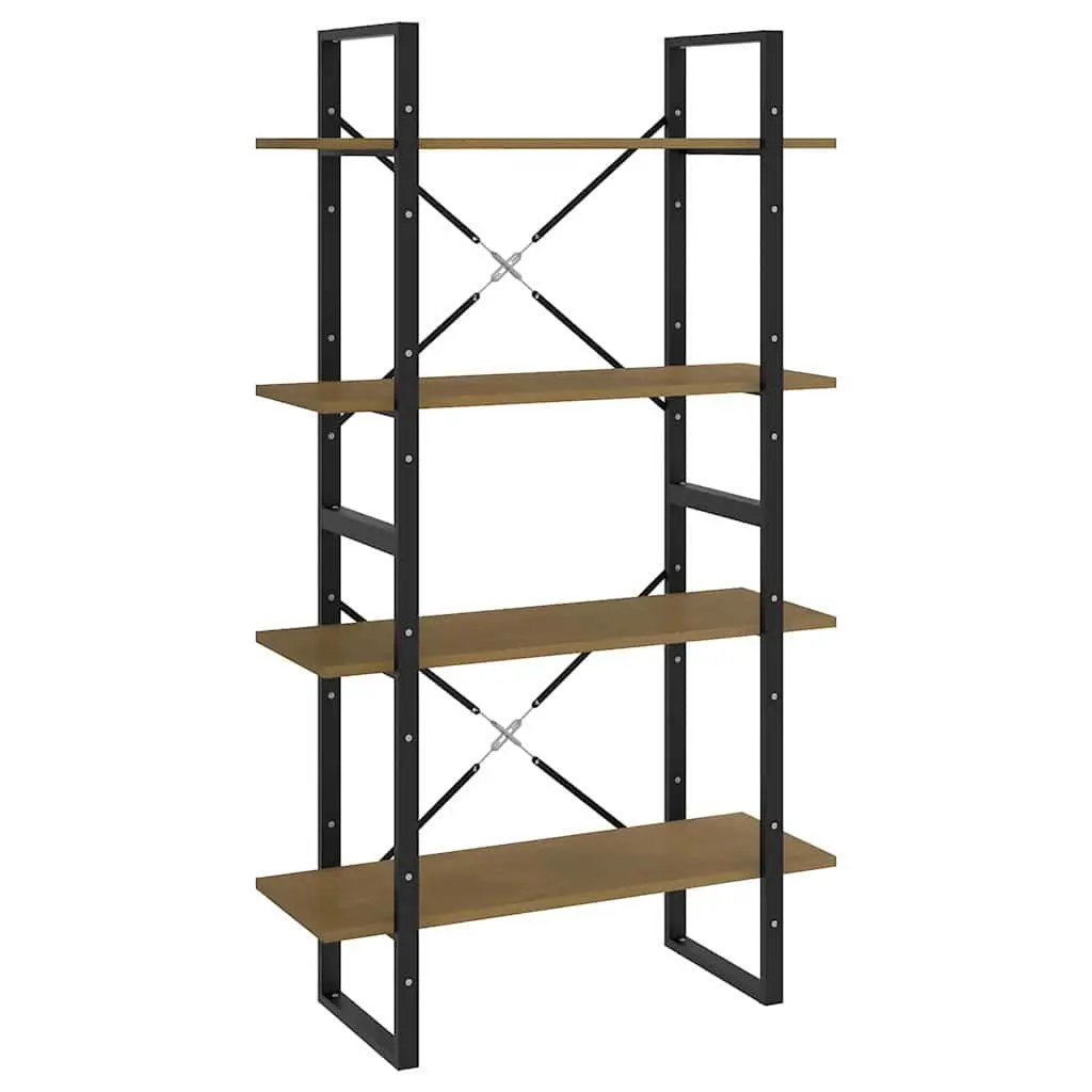 4-Tier Book Cabinet Solid Pine Wood Storage Display Stand 80x30x140cm Brown