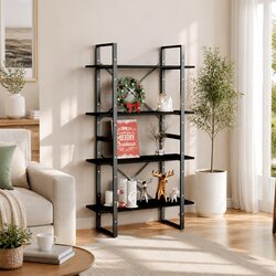 4-Tier Book Cabinet Black Solid Pine Wood 80x30x140 cm