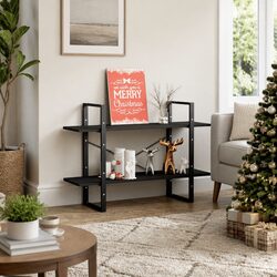 2-Tier Book Cabinet in Grey - Engineered Wood Construction