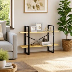 2-Tier Book Cabinet in Solid Pine Wood 100x30x70 cm