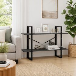 Grey Solid Pine Wood 2-Tier Book Cabinet