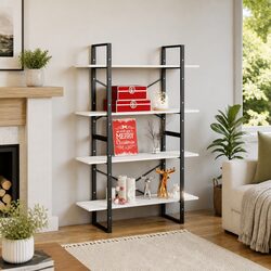 4-Tier Book Cabinet in White Engineered Wood