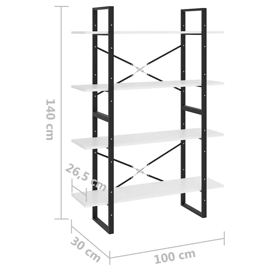 4-Tier Book Cabinet Engineered Wood Storage Display Stand White