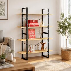 4-Tier Storage Shelving Unit with Solid Pine Construction