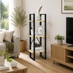 3-Tier Solid Pinewood Book Shelf Unit with Brown Finish